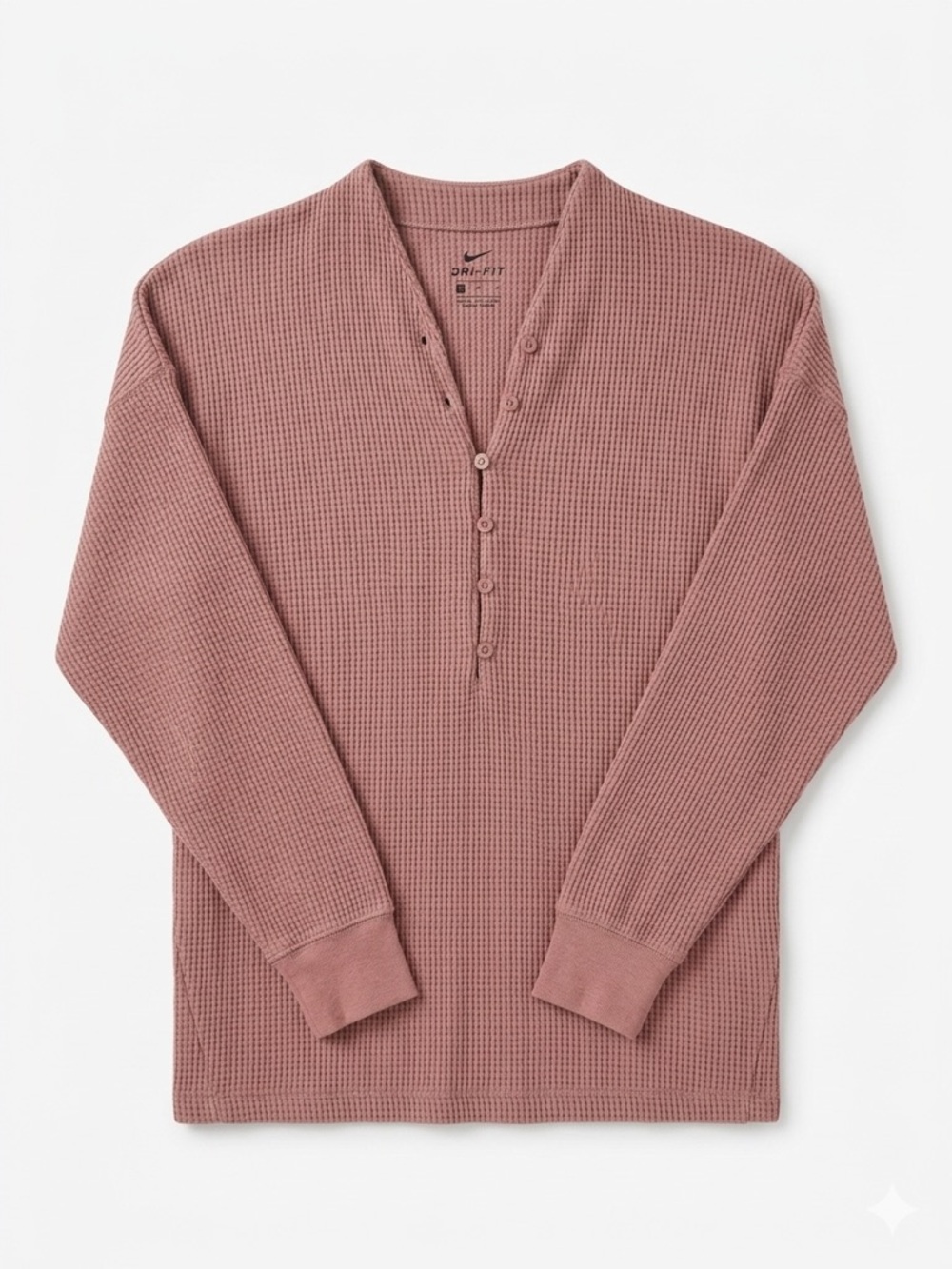 Nike Dri-Fit Mauve Waffle Knit Henley Activewear Cotton Blend Sz S